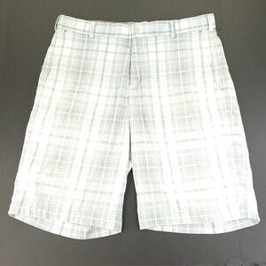 Nike Golf Shorts Mens 34 White Gray Check Pattern Lightweight Outdoors Golfing